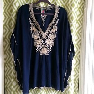 Johnny Was Embroidered V-Neck Top 1X